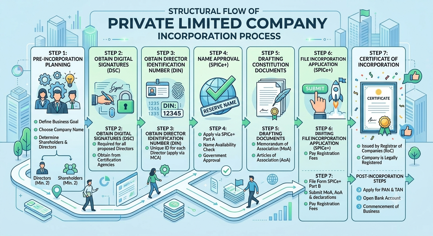 Structural Flow of Private Limited Company Incorporation Process